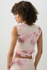 Cropped Tank Top with Side Shirring