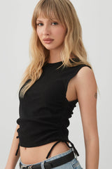 Cropped Tank Top with Side Shirring