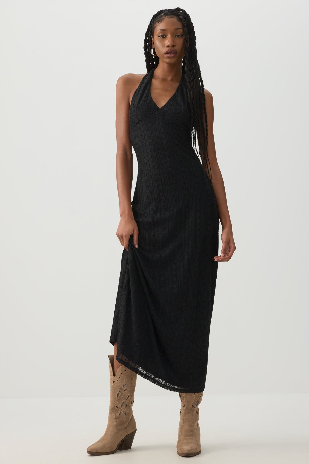 Lace Halter Maxi Dress