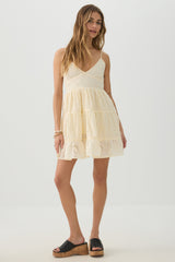 Eyelet Tiered Mini Dress