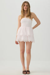 Smocked Eyelet Mini Dress