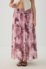 Maxi Chiffon Tie Waist Skirt