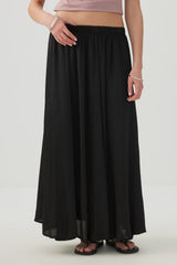 Crinkled Satin Maxi Pleated Skirt