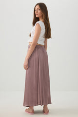 Crinkled Satin Maxi Pleated Skirt