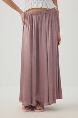 Crinkled Satin Maxi Pleated Skirt