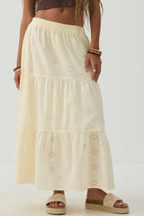 Eyelet Tiered Midi Skirt