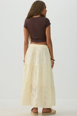 Eyelet Tiered Midi Skirt
