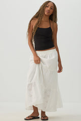 Eyelet Tiered Midi Skirt