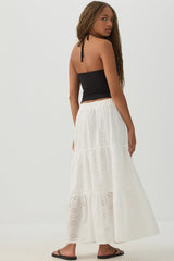 Eyelet Tiered Midi Skirt