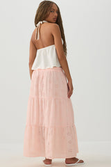 Eyelet Tiered Midi Skirt