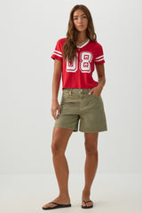 Mid Rise Denim Relaxed Bermuda Shorts