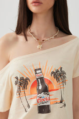 Off Shoulder Crop Graphic T-shirt
