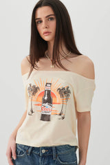 Off Shoulder Crop Graphic T-shirt