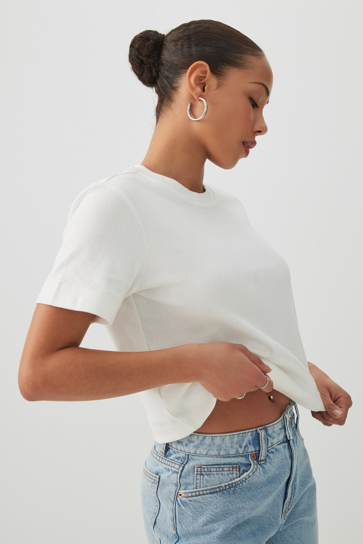 Cropped Boxy Crew Neck T-Shirt