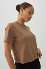 Cropped Boxy Crew Neck T-Shirt
