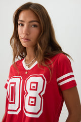 Mesh Jersey V Neck T-Shirt