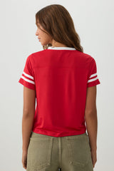 Mesh Jersey V Neck T-Shirt
