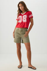 Mesh Jersey V Neck T-Shirt