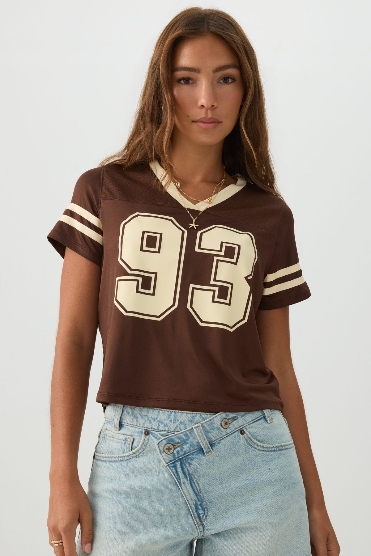 Mesh Jersey V Neck T-Shirt