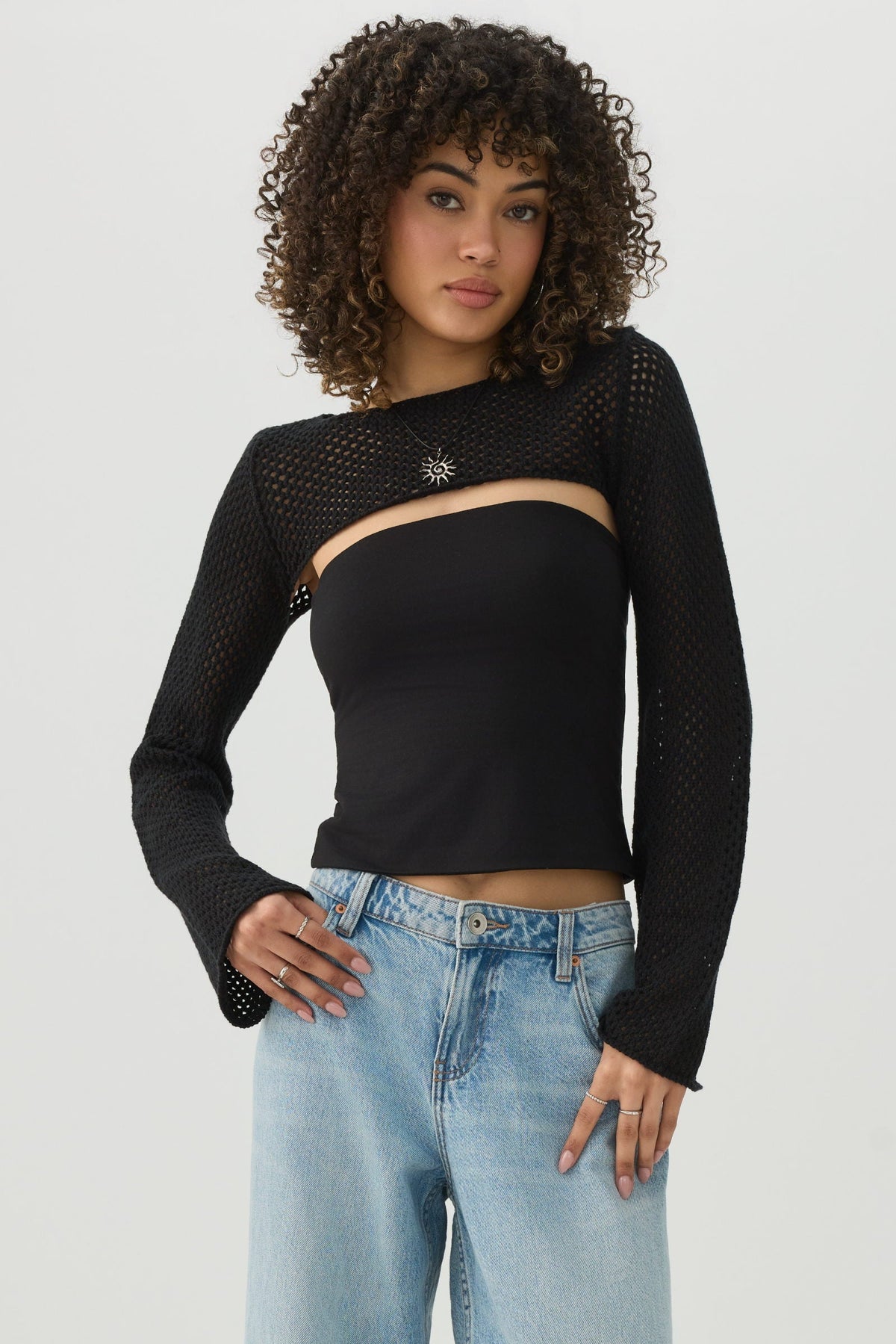 Open Stitch Knit Shrug