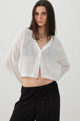 Knit Boxy Button Front Cardigan