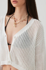 Knit Boxy Button Front Cardigan