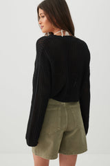 Knit Boxy Button Front Cardigan