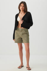 Knit Boxy Button Front Cardigan