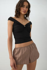 Twisted Front Off Shoulder Top