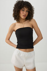 Cropped Ruched Tube Top