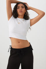 Rib Crew Neck Crop T-Shirt