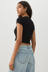 Rib Crew Neck Crop T-Shirt