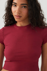 Rib Crew Neck Crop T-Shirt