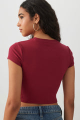 Rib Crew Neck Crop T-Shirt