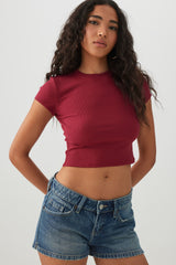 Rib Crew Neck Crop T-Shirt