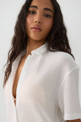 Oversized Crochet Button Up Shirt