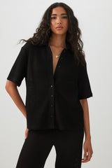 Oversized Crochet Button Up Shirt