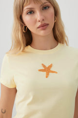 Cropped Baby T-Shirt with Beaded Motif