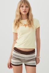 Cropped Baby T-Shirt with Beaded Motif