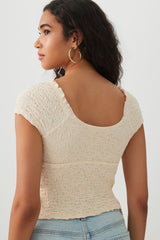 Textured V-Neck Cropped Top