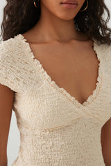Textured V-Neck Cropped Top