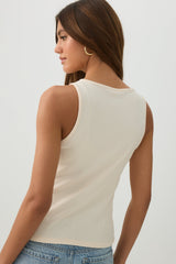 Button Front Rib Tank Top