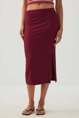 Midi Rib Side Slit Skirt