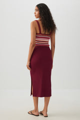 Midi Rib Side Slit Skirt