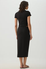Midi Rib Side Slit Skirt