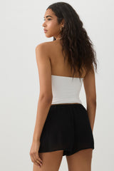 Mid Rise Crinkle Midi Inseam Shorts