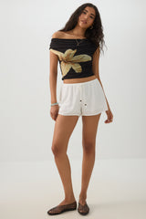 Mid Rise Crinkle Midi Inseam Shorts