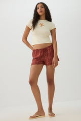 Mid Rise Crinkle Midi Inseam Shorts