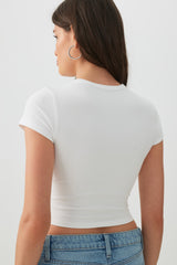 Basic Cropped Crew Neck T Shirt