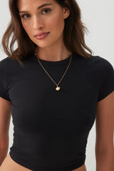 Basic Cropped Crew Neck T Shirt